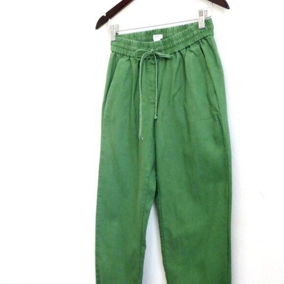 NEW! J.Crew Factory Linen Blend Drawstring Pants Green Style H5607 SZ 0 - Picture 4 of 9